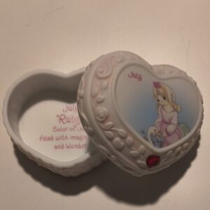 Enesco Heart-Shaped  Trinket Box - White and Pink